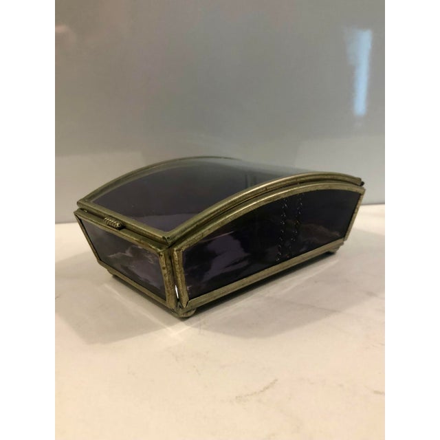 1970s Mexican Purple Decorative Box With Mirrored Insert For Sale - Image 5 of 7
