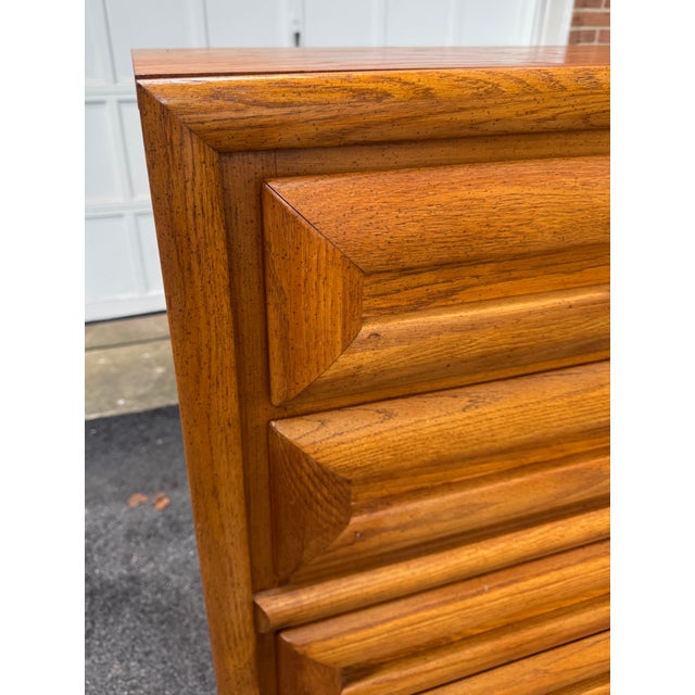 Bassett Vintage Bassett Mid-Century Modern Sculptural Walnut Tall Chest of Drawers For Sale - Image 4 of 12