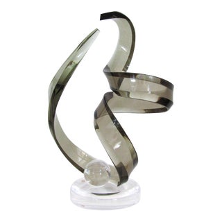 Shlomi Haziza Acrylic Topazio Sculpture in Warm Gray - Signed For Sale