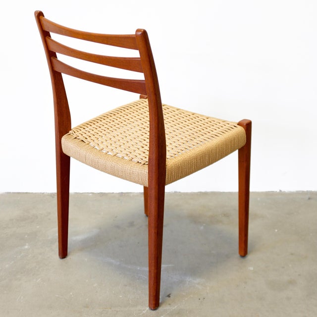 1950s Svegards Markaryd Set of 4 Teak Dining Chairs With Danish Cord Seats For Sale - Image 9 of 14