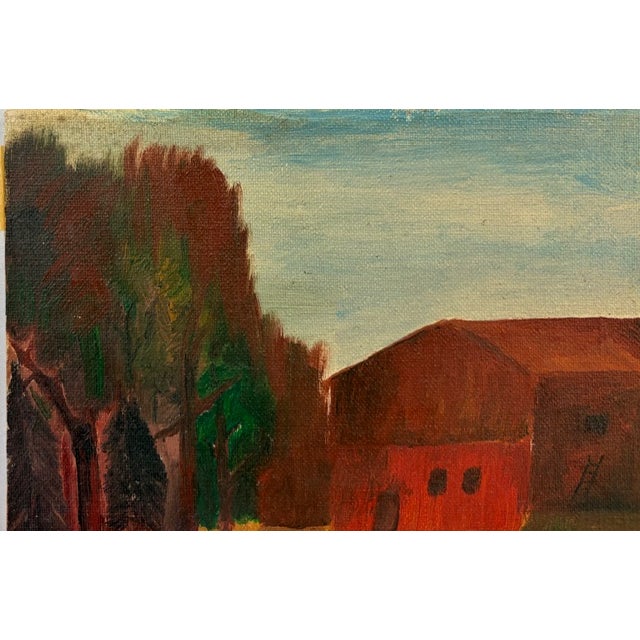 Mid-Century Modern Folk Art Red Barn Painting - New Hampshire, Signed and Dated For Sale - Image 3 of 8