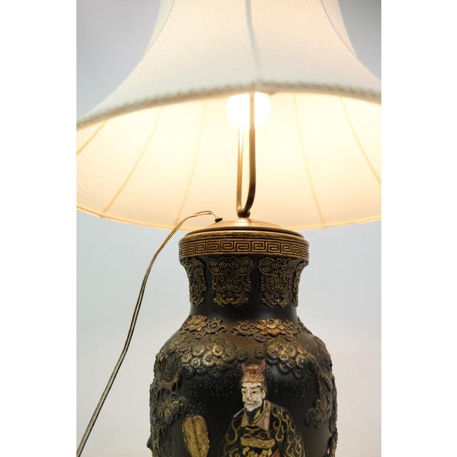 Chinese Lamp with Detailed Carvings and Motif, 1920s For Sale - Image 4 of 8