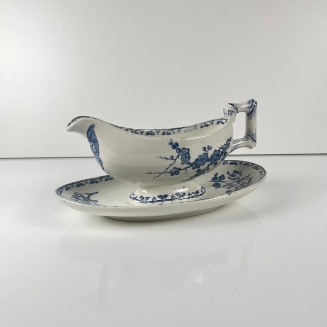 Carmen Gravy Boat in Blue Earthenware from Sarreguemines, 1875-1900 For Sale - Image 4 of 13