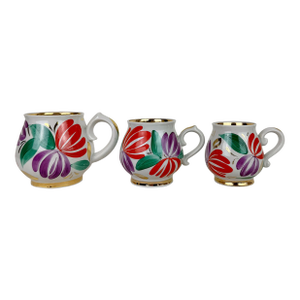 Vintage Hand-Painted Slavic Mugs- Set of Three