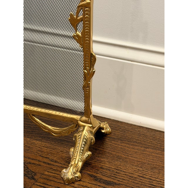 Metal Louis XV Style Brass Fireplace Screen With Cherubs & Garland Motifs For Sale - Image 7 of 7