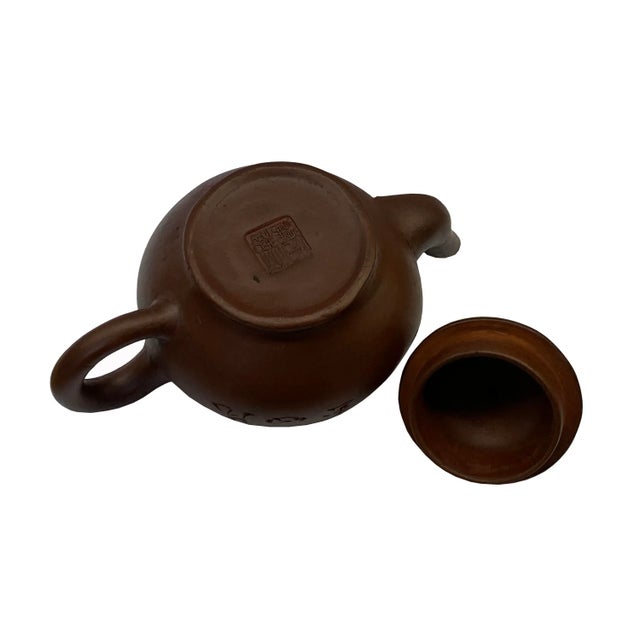 Chinoiserie Chinese Handmade Yixing Zisha Clay Teapot With Artistic Accent For Sale - Image 3 of 5