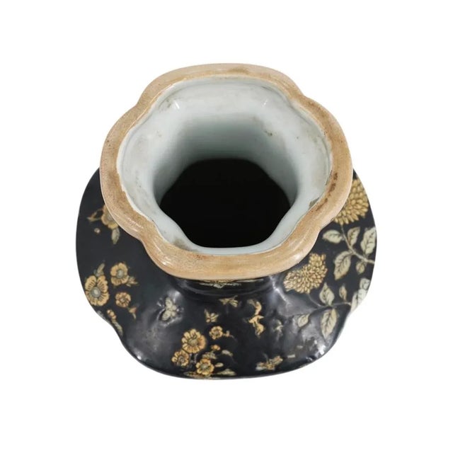 Figurative Mid 20th Century Black and Yellow Chinese Famille Noire Vase For Sale - Image 3 of 13