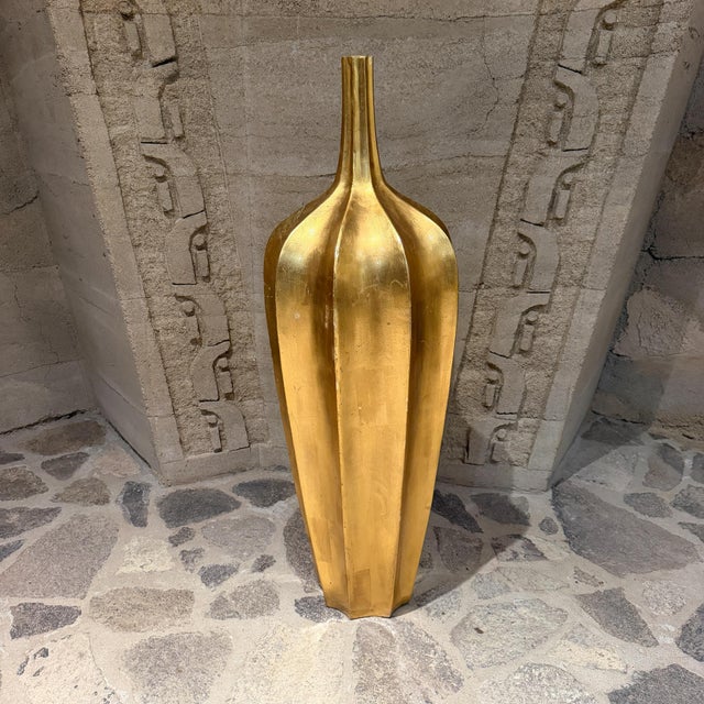Oversize Accolade Gold Leaf Floor Vase Fiberglass Resin Modern For Sale In San Diego - Image 6 of 10