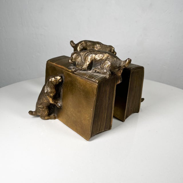 1930s Bronze Brass Cocker Spaniel Dog Bookends Florida Usa For Sale - Image 4 of 12