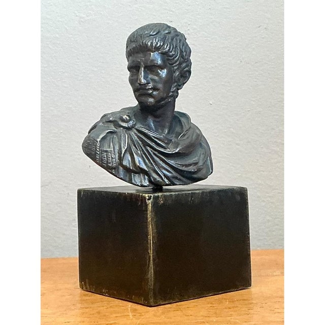 Vintage Roman Emperor Bust on Plinth For Sale - Image 4 of 12