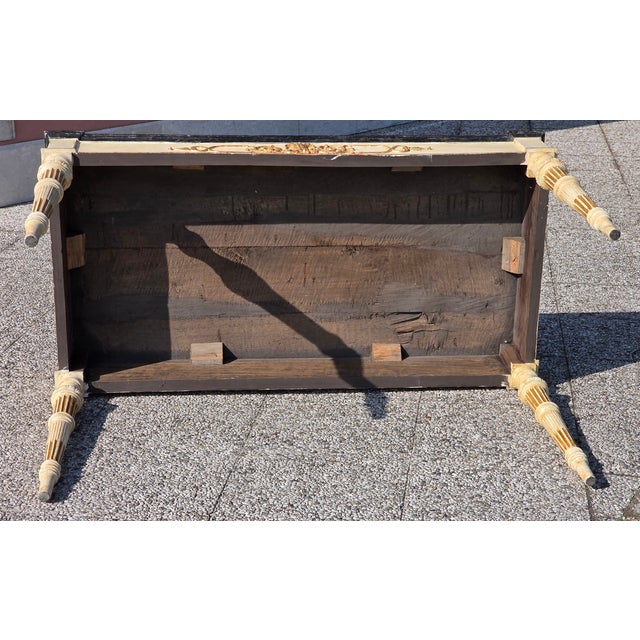 Wood Louis XVI Empire Style Lacquered and Gilded Console Table, 1900 For Sale - Image 7 of 13