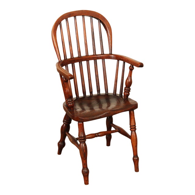 Antique English Elm Windsor Style Children's Armchair Chairish