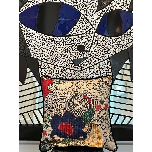 Contemporary Organic Cotton Sateen "Wild World" Feather Down Pillow, Custom, Original For Sale - Image 3 of 8