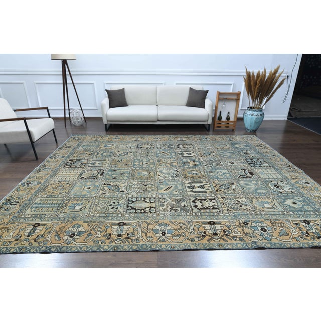 Orange 1970s Vintage Persian Handmade Wool Cotton Light Brown Area Rug For Sale - Image 8 of 11