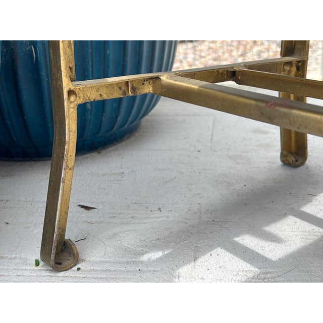 Restored 1900s Antique Child's School Chair Gold Painted Metal With Red Mahogany Colored Stained Wood Seat & Back Wooden Kindergarten Chair For Sale - Image 16 of 18
