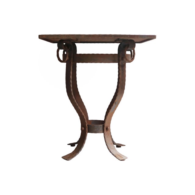 Italian Wrought Iron Side Table With Mirrored Glass For Sale - Image 3 of 7