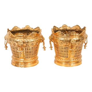 Antique Louis XIV Ormolu Jardinieres, 19th Century, Set of 2 For Sale