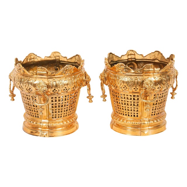 Antique Louis XIV Ormolu Jardinieres, 19th Century, Set of 2 For Sale