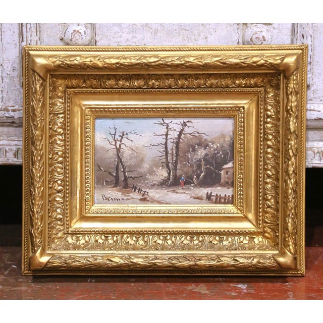 French Pair of 19th Century French Barbizon Pendants Landscape Paintings in Gilt Frames For Sale - Image 3 of 14