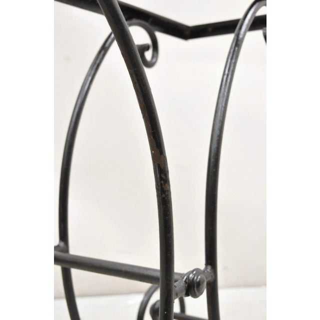 Metal Early 20th Century French Country Pastry Style Wrought Iron Marble Top Baker's Console Table For Sale - Image 7 of 12