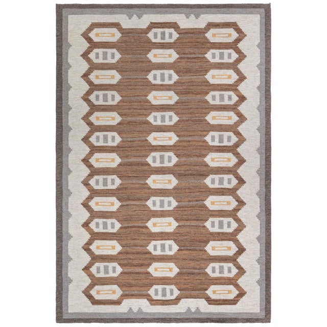 Flatweave Modern Rug In Gray With Scandinavian Pattern "Tally" For Sale