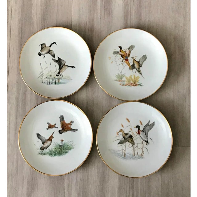 German Vintage Gilt Porcelain Pheasant / Wildlife Salad Plates - Set of 4 For Sale - Image 4 of 4