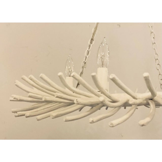 Original retail $2300, stylish Made Goods Modern White Metal Bruna Chandelier, six lights, showroom floor sample