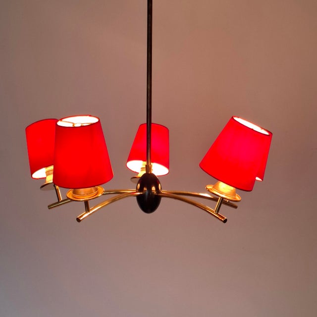 1960s Mid-Century Modern Five-Arm Sputnik Chandelier, Germany, 1960s For Sale - Image 5 of 17