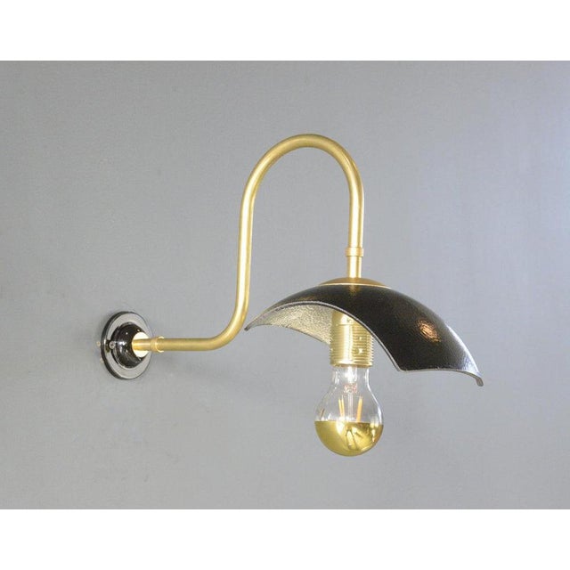 Wall Mounted Mercury Lights By Strand London Circa 1930s - Copper and mercury glass shades - Curved brass arms - Black...