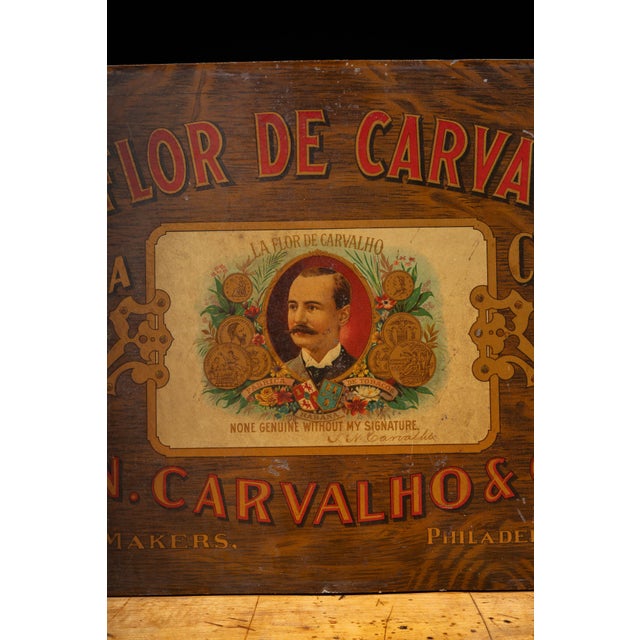 Late 19th Century "La Flor De Carvalho" Havana Cigars Advertising Sign For Sale - Image 4 of 7