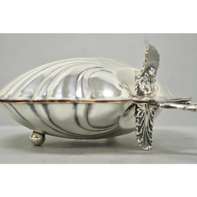 Metal Vintage English Regency Silver Plated Clam Shell Table Butler Serving Dish For Sale - Image 7 of 17