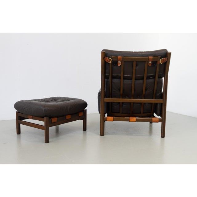 Set of Mid-Century Modern Scandinavian Safari Lounge Chair and Ottoman by Bruksbo, 1970s For Sale - Image 11 of 18