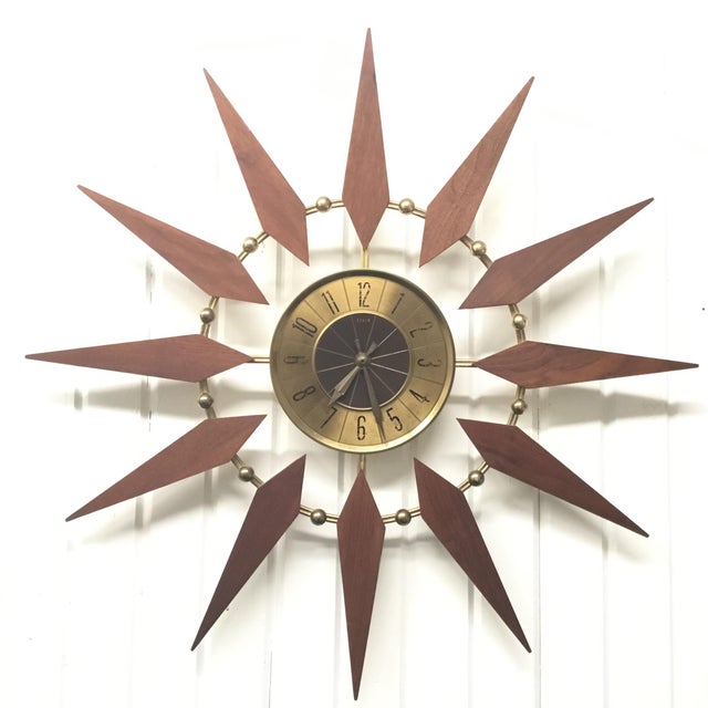 Mid Century Atomic Elgin Starburst Clock Chairish