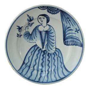 Elizabeth I of England Delftware Charger, Holland Circa 17th Century
