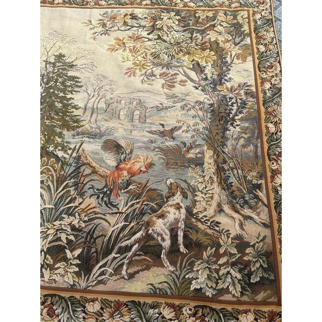 "Exquisite French tapestry from the mid-20th century, featuring a beautiful design titled « Automne-Hiver» ( Autumn-winter...