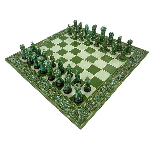 Mediterranean Mid Century Italian Majolica Chess Set For Sale - Image 3 of 7