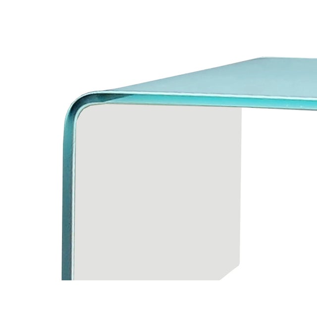 Glass Vintage Postmodern 2-Tone Waterfall Solid Glass Low Coffee Table For Sale - Image 7 of 7