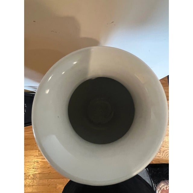 Mid 20th Century 2" Chinese Blue & White Porcelain Floral Vase with Wooden Stand For Sale - Image 4 of 6