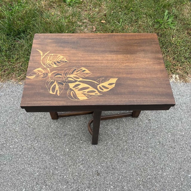 Postmodern Accent Table With Stenciled Leaves For Sale - Image 10 of 11