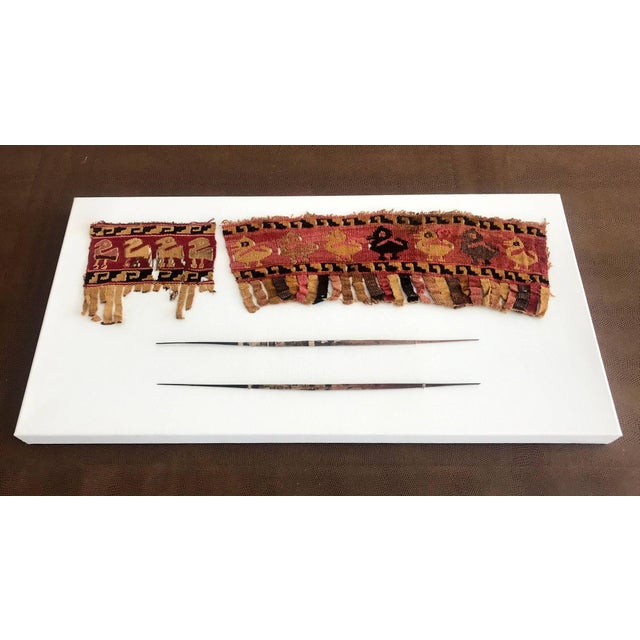 Abstract Two Framed Pre-Columbian Textile and Tools Chimu Chancay Culture For Sale - Image 3 of 11