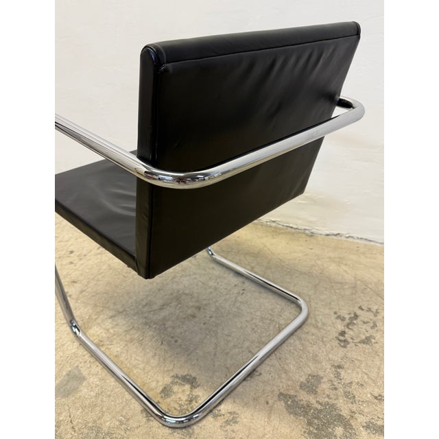 Mies Van Der Rohe Tubular Brno Black Leather 245 Chair for Knoll, 1980s For Sale - Image 13 of 14