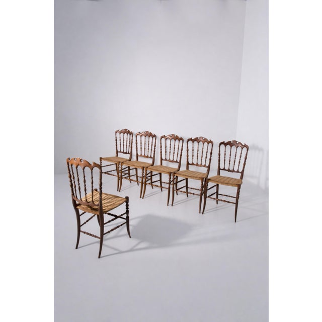 Wood Italian Chiavarine Umbertine Chairs with Rope, 1920s, Set of 6 For Sale - Image 7 of 12