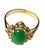 Elegant vintage 14K Gold Oval Jadeite and Diamond Cocktail Ring. Ring features a smooth center oval jadeite gem in a rich...