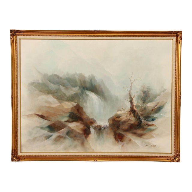 Paul Rubens Mountain Waterfall Landscape Framed Oil Painting For Sale