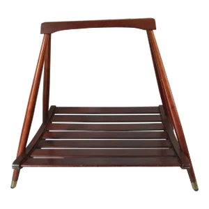 Mid Century Scheibe Wooden Slat Magazine Rack