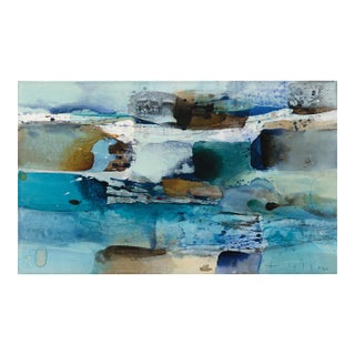 Contemporary Abstract Acrylic on Canvas "Small Bay" by Greet Helsen For Sale