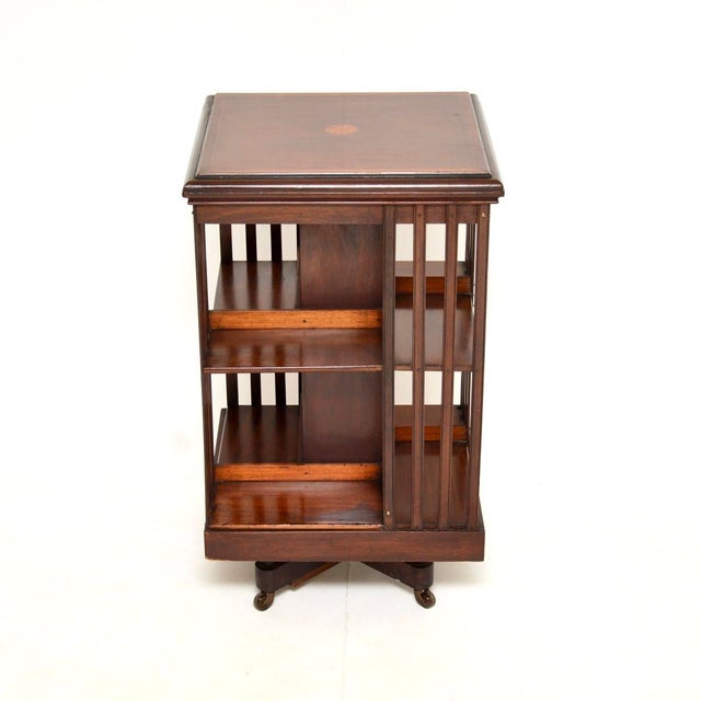 An outstanding antique Edwardian revolving bookcase. This was made in England, it dates from around the 1900-1910 period....