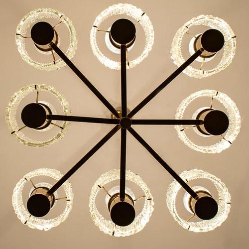 Brass Chandelier attributed to Carl Fagerlund for Orrefors, 1960s For Sale - Image 11 of 13