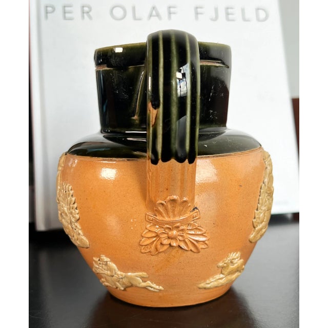 Rare Antique 1900's Royal Doulton Dewar's Whiskey Salt Glazed Ceramic Pitcher For Sale In Providence - Image 6 of 12