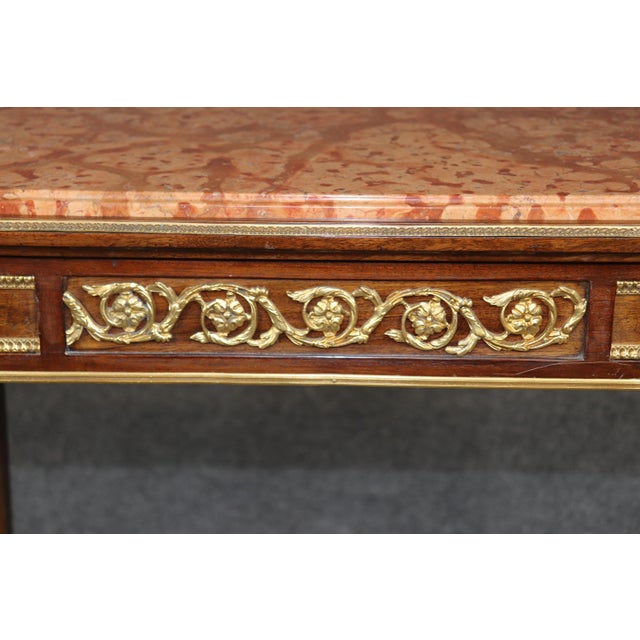 Late 19th Century 19th Century French Louis XVI Style Marble Top Writing Table With Bronze Mounts For Sale - Image 5 of 10